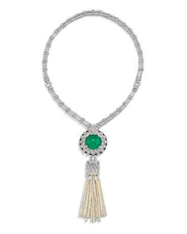 CARTIER EMERALD, SEED PEARL AND DIAMOND NECKLACE - photo 1 CARTIER EMERALD, SEED PEARL AND DIAMOND NECKLACE - photo 1