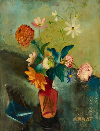 Annot Jacobi. Stillleben mit Rhododendron, Schlüsselblumen und Enzian - Foto 1 Annot Jacobi. Stillleben mit Rhododendron, Schlüsselblumen und Enzian - Foto 1