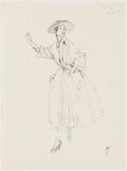 Gruau, René (1909 Rom - 2004 ebenda). Modezeichnung für Christian Dior. 1948 