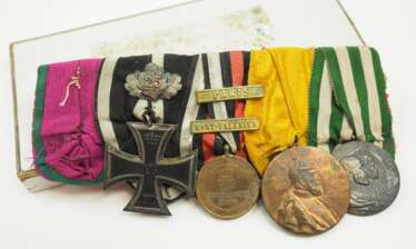 Sächsische Herzogtümer: Ordenschnalle eines Frontoffiziers des Deutsch-Französischen Krieges 1870/71.