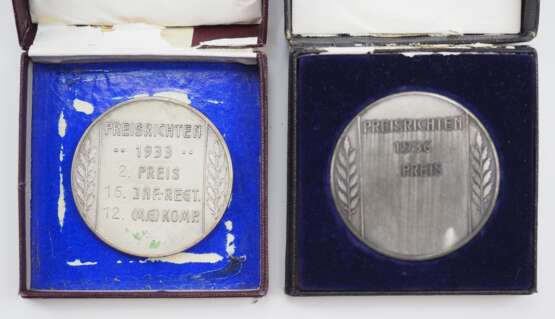Medaille Preisrichten, 1933, 2. Preis, 16. Infanterie-Regiment, 12. (M.G.) Kompanie, im Etui. - фото 2 Medaille Preisrichten, 1933, 2. Preis, 16. Infanterie-Regiment, 12. (M.G.) Kompanie, im Etui. - фото 2