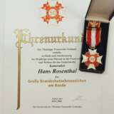 Thüringen: Großes Brandschutz Ehrenzeichen, am Bande, mit Urkunde. - фото 1