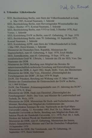 DDR: Nachlass des Prof. Dr. phil. Dr. Ing. E.h. Robert Rompe - Hervorragender Wissenschaftler des Volkes. - photo 6 DDR: Nachlass des Prof. Dr. phil. Dr. Ing. E.h. Robert Rompe - Hervorragender Wissenschaftler des Volkes. - photo 6