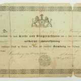 Hamburg: Silberne Auszeichnung, für 20 Jahre, Urkunde für einen Unteroffizier. - photo 1