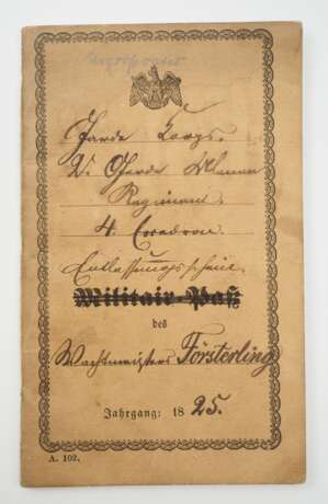 Preussen: Militair-Paß eines Wachtmeisters der 4. Esc. des Garde Ulanen Regiment - Jahrgang 1825. - photo 1 Preussen: Militair-Paß eines Wachtmeisters der 4. Esc. des Garde Ulanen Regiment - Jahrgang 1825. - photo 1