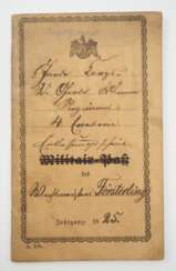 Preussen: Militair-Paß eines Wachtmeisters der 4. Esc. des Garde Ulanen Regiment - Jahrgang 1825.