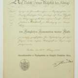 Preussen: Kronenorden, 4. Klasse Urkunde für einen Telegraphensekretär außer Dienst zu Montigung im Kreise Metz. - photo 1