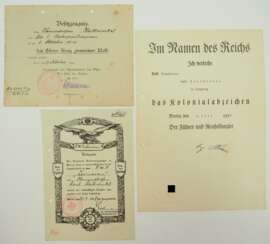 Reichsmarine: Urkundengruppe eines Obermatrosen der II. Matrosendivision / S.M.S. Kormoran.