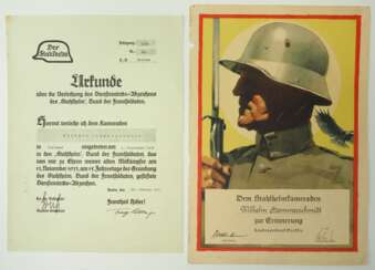 Stahlhelmbund: Urkundenpaar für ein Mitglied des L.-V. Nordsee.