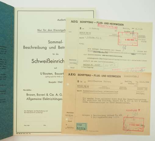 Sammel-Beschreibung und Betriebsvorschrift für die Schweißeinrichtungen auf U Booten, Bauart VII C - Baujahr 1942. - photo 1 Sammel-Beschreibung und Betriebsvorschrift für die Schweißeinrichtungen auf U Booten, Bauart VII C - Baujahr 1942. - photo 1