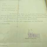 Luftwaffe: Schreiben des Abwickl. Sonderstab über die Übersendung der Urkunde zum Spanienkreuz in Gold mit Schwertern und Brillanten für den tödlich verunglückten Leutnant Wilhelm Boddem. - photo 2