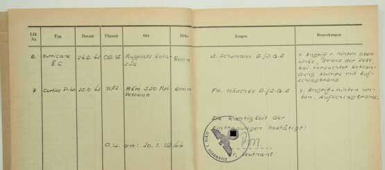 Leistungsbuch eines Leutnant des Jagdgeschwader 5 - 7 Abschüsse. - photo 2 Leistungsbuch eines Leutnant des Jagdgeschwader 5 - 7 Abschüsse. - photo 2