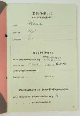 Fliegerische Beurteilung eines Trägers des Deutschen Kreuzes in Gold - 2./ Jagdgeschwader 27. - photo 1 Fliegerische Beurteilung eines Trägers des Deutschen Kreuzes in Gold - 2./ Jagdgeschwader 27. - photo 1