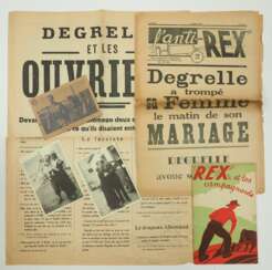 Degrelle, Leon: Lot Postkarten und Zeitschriften.
