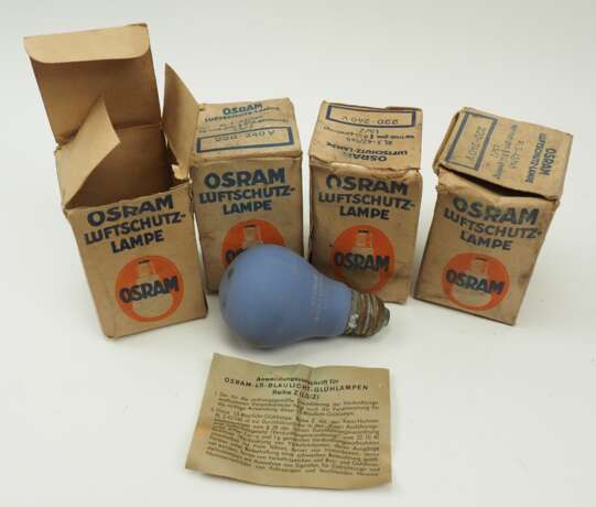 Luftschutz: Osram Luftschutzlampen - 4 Exemplare. - Foto 1 Luftschutz: Osram Luftschutzlampen - 4 Exemplare. - Foto 1