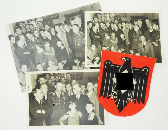 NS Reichsbund für Leibesübungen (N.S.R.L.): Brustadler für das Sporthemd aus dem Besitz des Rekordnationalspielers und Angehörigen der Fußball Nationalmannschaft Ernst Lehner. - Foto 1 NS Reichsbund für Leibesübungen (N.S.R.L.): Brustadler für das Sporthemd aus dem Besitz des Rekordnationalspielers und Angehörigen der Fußball Nationalmannschaft Ernst Lehner. - Foto 1