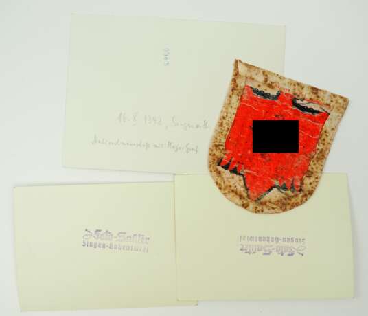 NS Reichsbund für Leibesübungen (N.S.R.L.): Brustadler für das Sporthemd aus dem Besitz des Rekordnationalspielers und Angehörigen der Fußball Nationalmannschaft Ernst Lehner. - Foto 2 NS Reichsbund für Leibesübungen (N.S.R.L.): Brustadler für das Sporthemd aus dem Besitz des Rekordnationalspielers und Angehörigen der Fußball Nationalmannschaft Ernst Lehner. - Foto 2