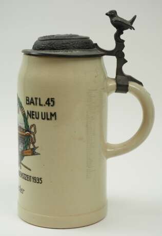 Wehrmacht: Reservistenkrug eines Pionier der 1./ Pionier Bataillon 45 - Neu Ulm. - Foto 3 Wehrmacht: Reservistenkrug eines Pionier der 1./ Pionier Bataillon 45 - Neu Ulm. - Foto 3