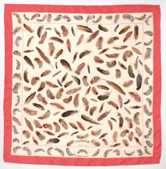Carré "Plumes" pink/weiß/hellblau. Hermès, Paris Entwurf Henri de Linarés 1953. Ausführung Reedition 1999 