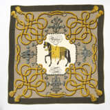 Carré "Palefroi" stahl/grau/gold. Hermès, Paris Entwurf Francoise de la Perriére 1965. Ausführung Reedition 1983 - photo 1