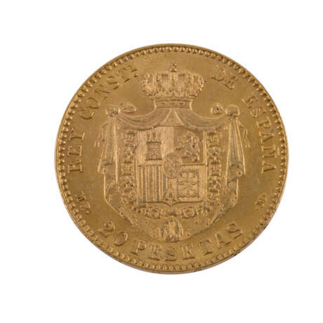 Spanien/GOLD - 20 Peseten 1890, Alfons XIII, ss., - photo 2