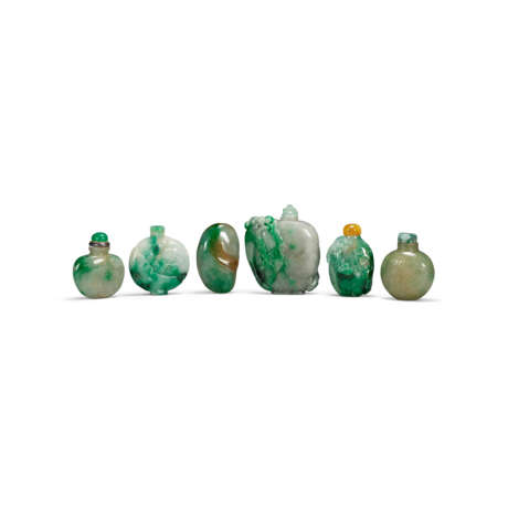 A GROUP OF SIX JADEITE SNUFF BOTTLES - photo 1