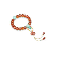 A STRING OF AMBER ROSARY BEADS, SHOUCHUAN