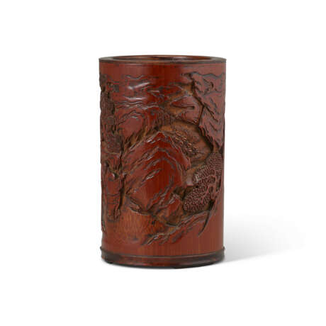 A CARVED BAMBOO 'SCHOLAR AND ATTENDANT' BRUSH POT - photo 2
