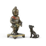 A RARE GILT-BRONZE AND CHAMPLEVE ENAMEL FIGURE OF A BOY AND DOG - photo 2
