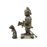 A RARE GILT-BRONZE AND CHAMPLEVE ENAMEL FIGURE OF A BOY AND DOG - photo 3