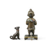 A RARE GILT-BRONZE AND CHAMPLEVE ENAMEL FIGURE OF A BOY AND DOG - photo 5