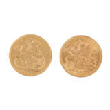 GB/GOLD - 2 x 1 Sovereign 1910 + 1958, - фото 2