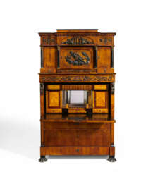 MAHOGANY BUREAU-CABINET WITH MYTHOLOGICAL MOTIFS