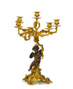 Décor. BRONZE SIX-FLAME GIRANDOLE WITH CUPID