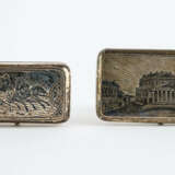 SILVER CIGARETTE ETUI WITH TOWN VIEW & SMALL SILVER CIGAR ETUI WITH TROIKA - Foto 1