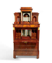 MAHOGANY WRITING CABINET WITH ARCHITECTURAL ELEMENTS