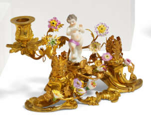 PORCELAIN CANDLESTICK WITH CUPID