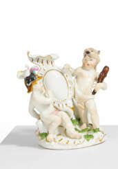 TWO PORCELAIN CHERUBS AS MARS AND HERKULES