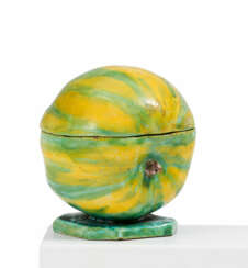 FAIENCE APPLE-SHAPED INKWELL
