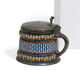 STONE TANKARD WITH NOTCH CUT PATTERN