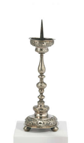 ALTAR CANDLESTICK WITH BALUSTER SHAFT AND FLORAL DECOR - photo 1
