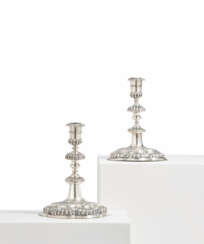 PAIR OF SILVER CANDLESTICKS WITH RÉGENCE DECORATION