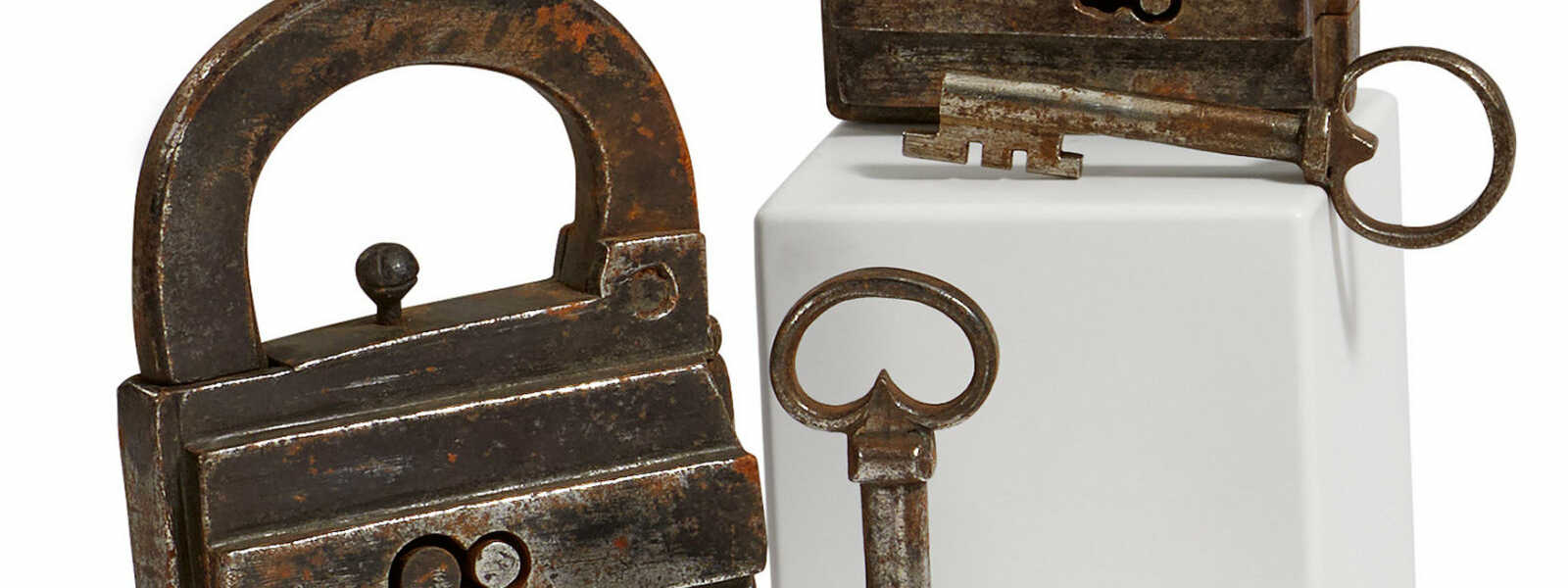 TWO RECTANGULAR IRON PADLOCKS TWO RECTANGULAR IRON PADLOCKS