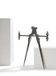 LARGE IRON AND BRASS COMPASS WITH ADJUSTING SCREW