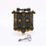 LARGE IRON PADLOCK WITH ARCHITECTURAL ELEMENTS AND KEY - photo 2