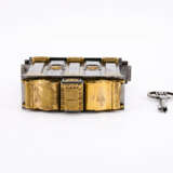 LARGE IRON PADLOCK WITH ARCHITECTURAL ELEMENTS AND KEY - photo 3