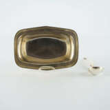 LARGE SILVER SAUCE BOAT ON FIXED STAND WITH SPOON - photo 3