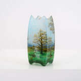SMALL GLASS VASE WITH PINE TREES - photo 1