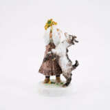 PORCELAIN FIGURINE OF GIRL WITH GOAT - photo 1