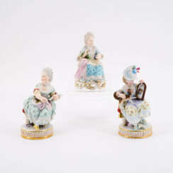 THREE PORCELAIN FIGURINES OF YOUNG LADIES
